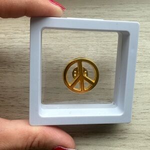 Gold Peace Sign Pin in Box